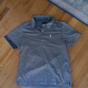 Men’s polo - William Murray Golf - size medium, tartan accents , grey